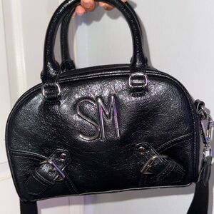 Steve Madden Black Satchel with Silver Accents